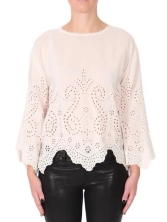 Ulla Johnson Tops - Ulla Johnson Althea Silk Eyelet Blouse Cream Women's Size 4 Preppy Boho Romantic